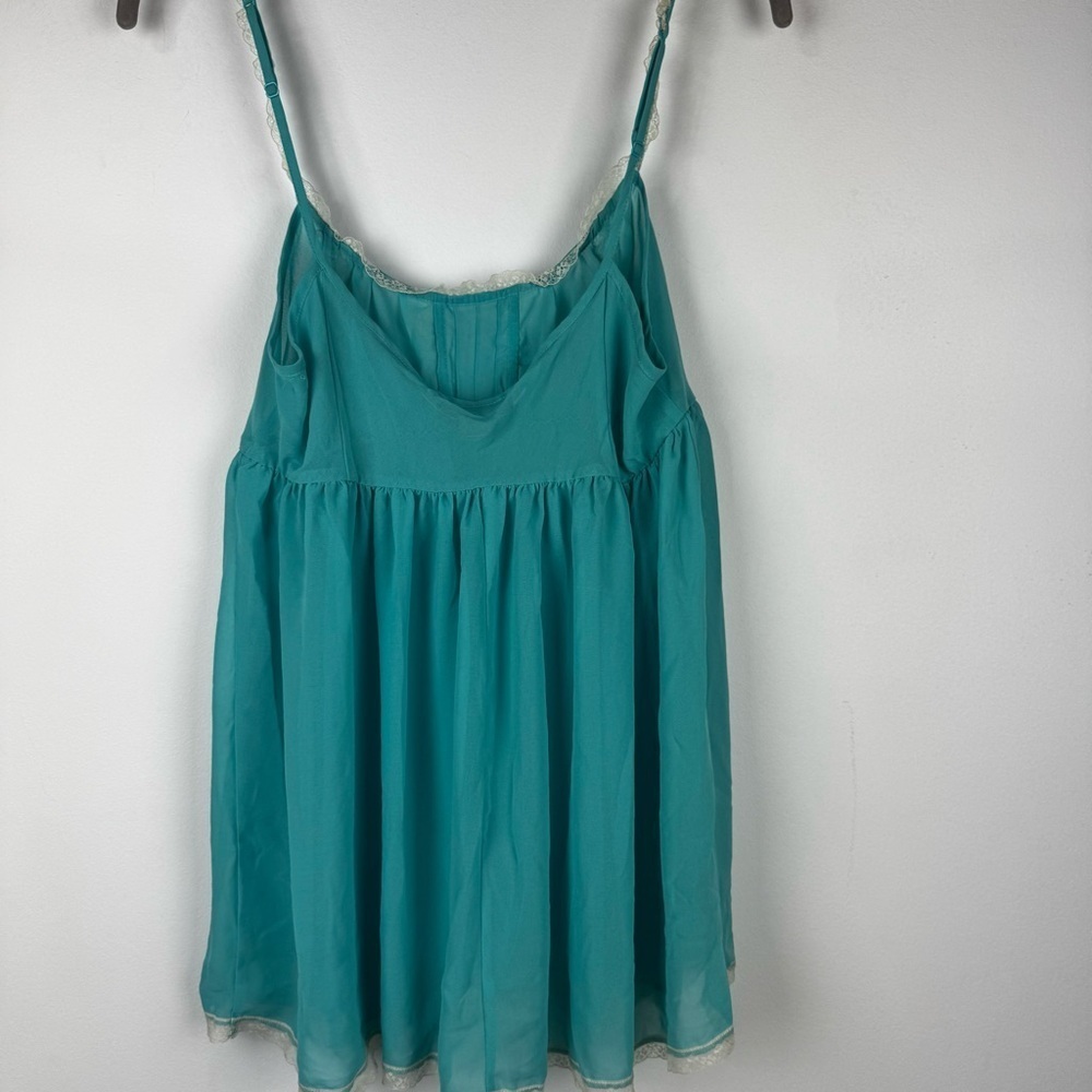 Victoria's Secret Sheer Turquoise Lace Trim Babydoll Chemise, Size Large - Picture 6 of 10